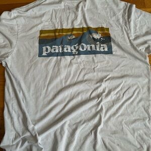 Patagonia White Tee with Mountain Graphic